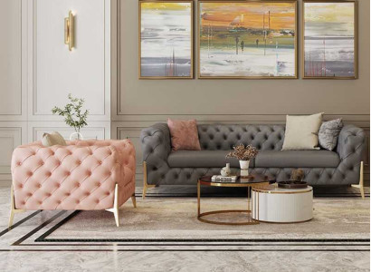 Sofa set 3+1 Seater Set Design Sofas Upholstery Leather Relax Modern Furniture